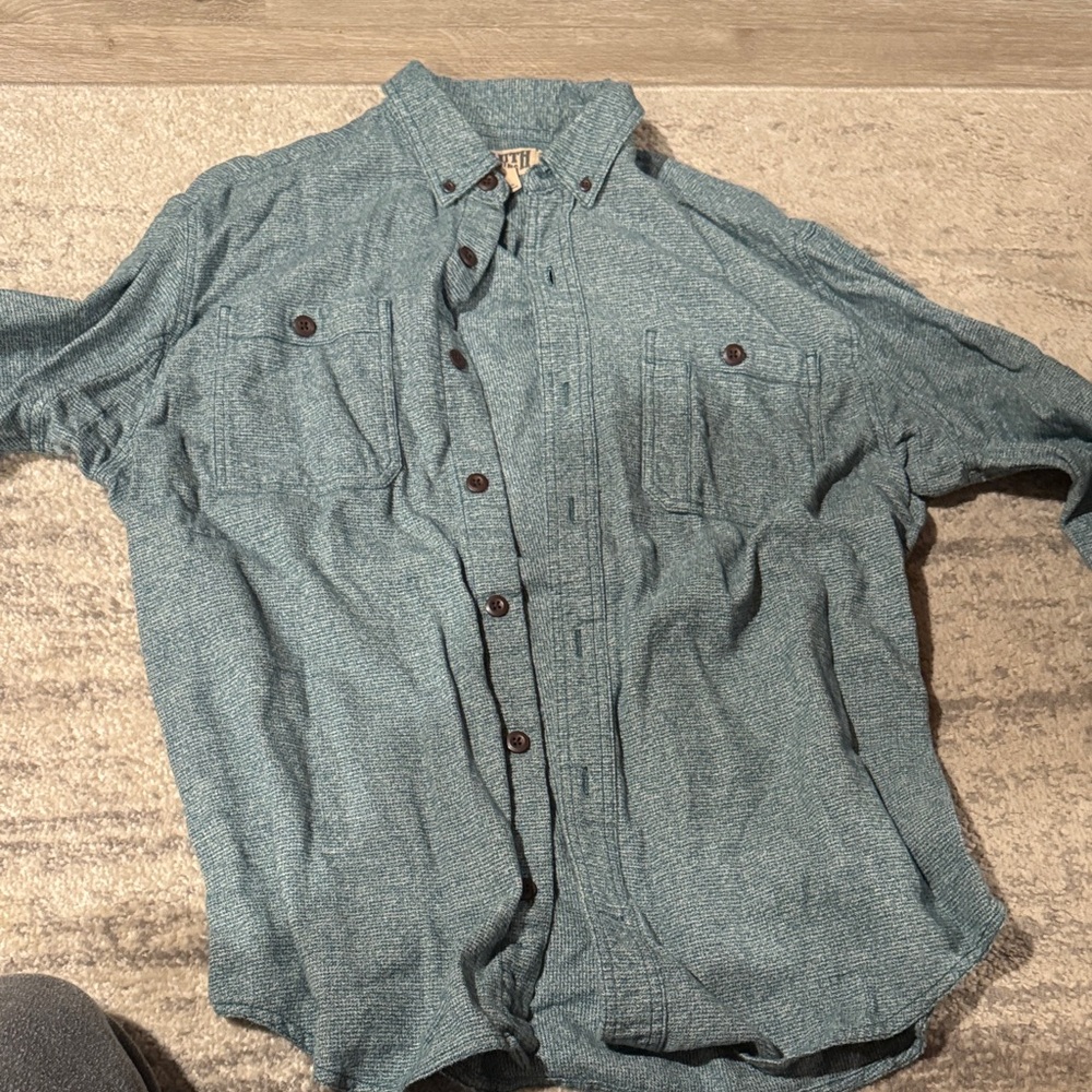 Duluth Trading Co Teal Button-Up Work Shirt